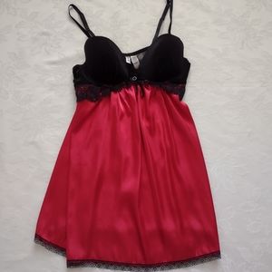 Bustier babydoll sexy red satin black lace velvet slip loungewear Holiday
